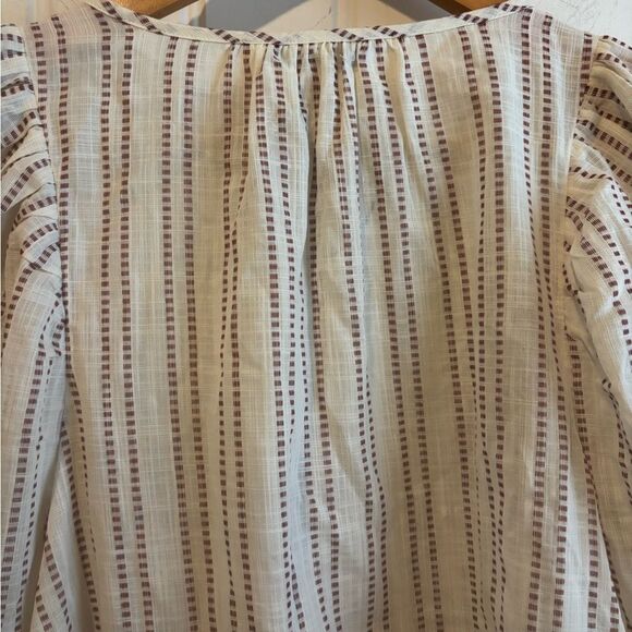 Elizabeth and James Peasant Balloon sleeve Blouse with Subtle Stripes - Picture 10 of 11